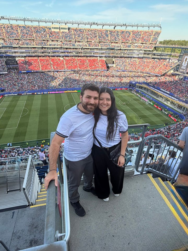 Jessica and Rami at a World Cup match at Gillette Stadium